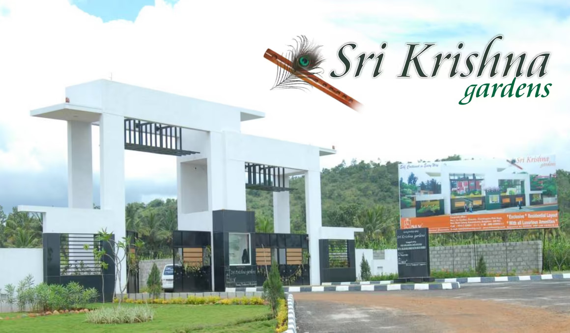 Sri Krishna Gardens villa plots in Gulikamale Bengaluru by SLV Housing – BMRDA approved gated community surrounded by greenery
