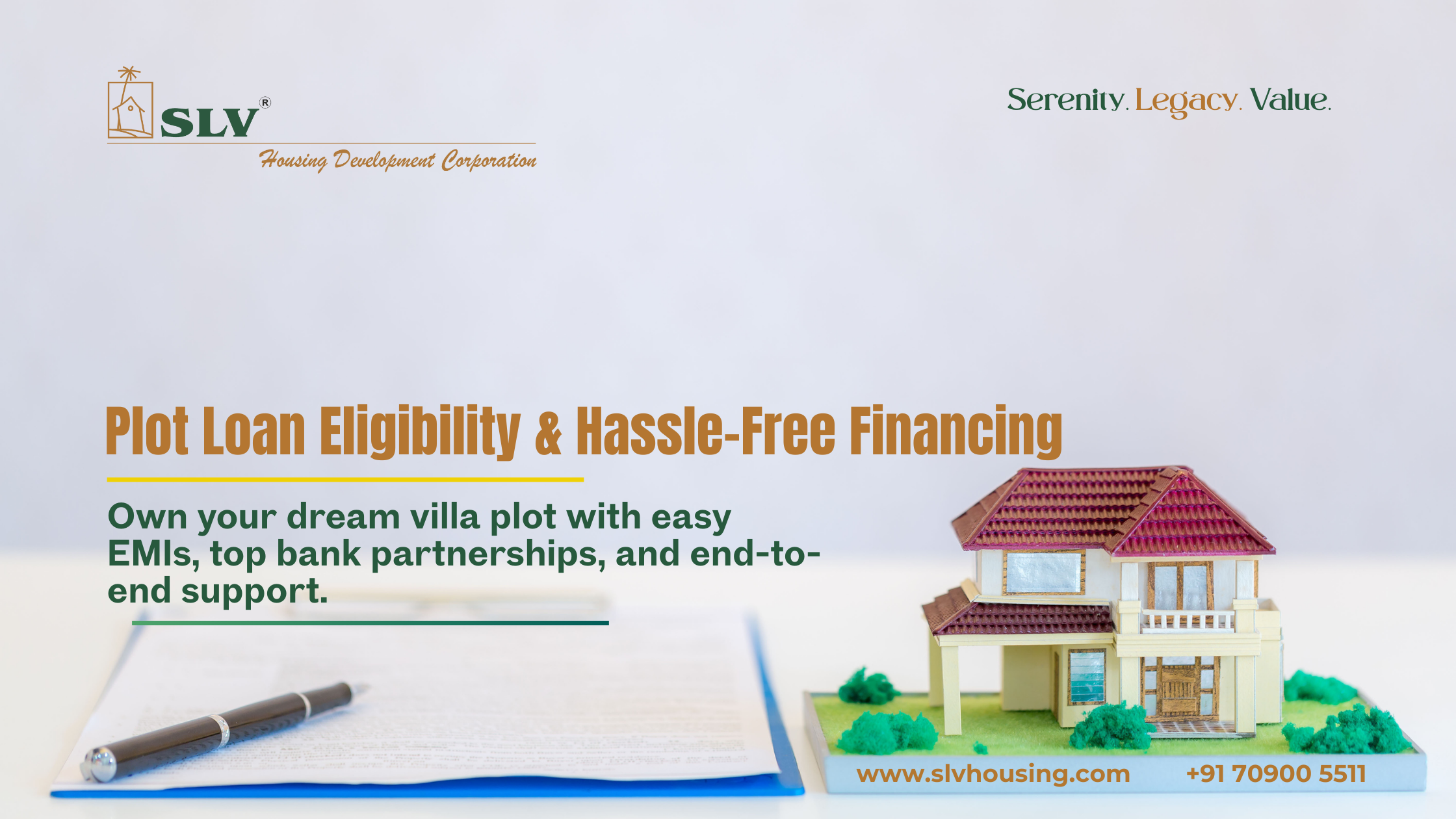 Plot Loan Eligibility & Financing Options | SLV Housing Villa Plots in Bengaluru Plot loan eligibility and financing options for BMRDA and RERA approved villa plots in Bengaluru by SLV Housing